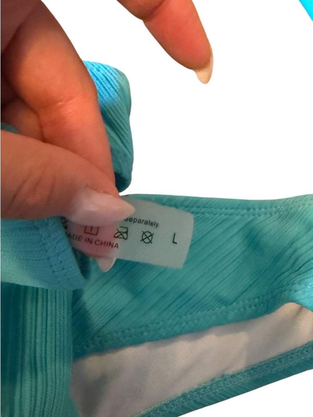 Turquoise Ribbed Halter Bikini Set-SHEIN - Picture 6 of 6